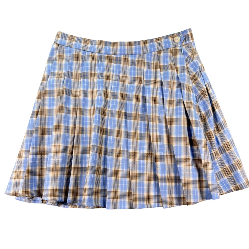 Princess Polly Pleated‎ Mini Skirt Plaid Polyester Spandex Size 10 Blue Preppy